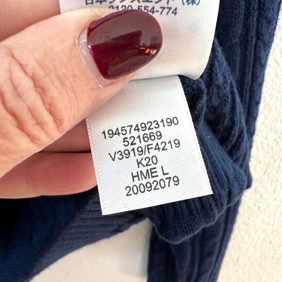Lands' End Navy Blue Cable Knit Sweater, Size L (14-16) - Picture 5 of 7